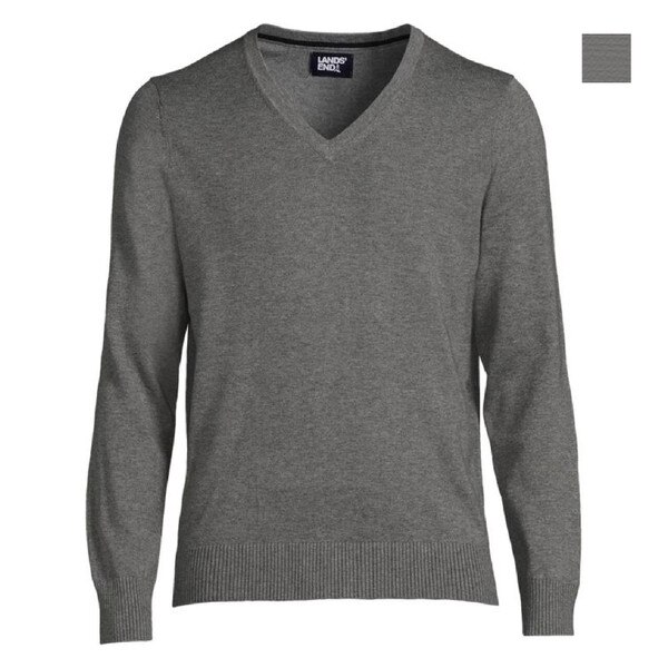 [30] Lands End Unisex Cotton Modal V-Neck Pullover Sweater